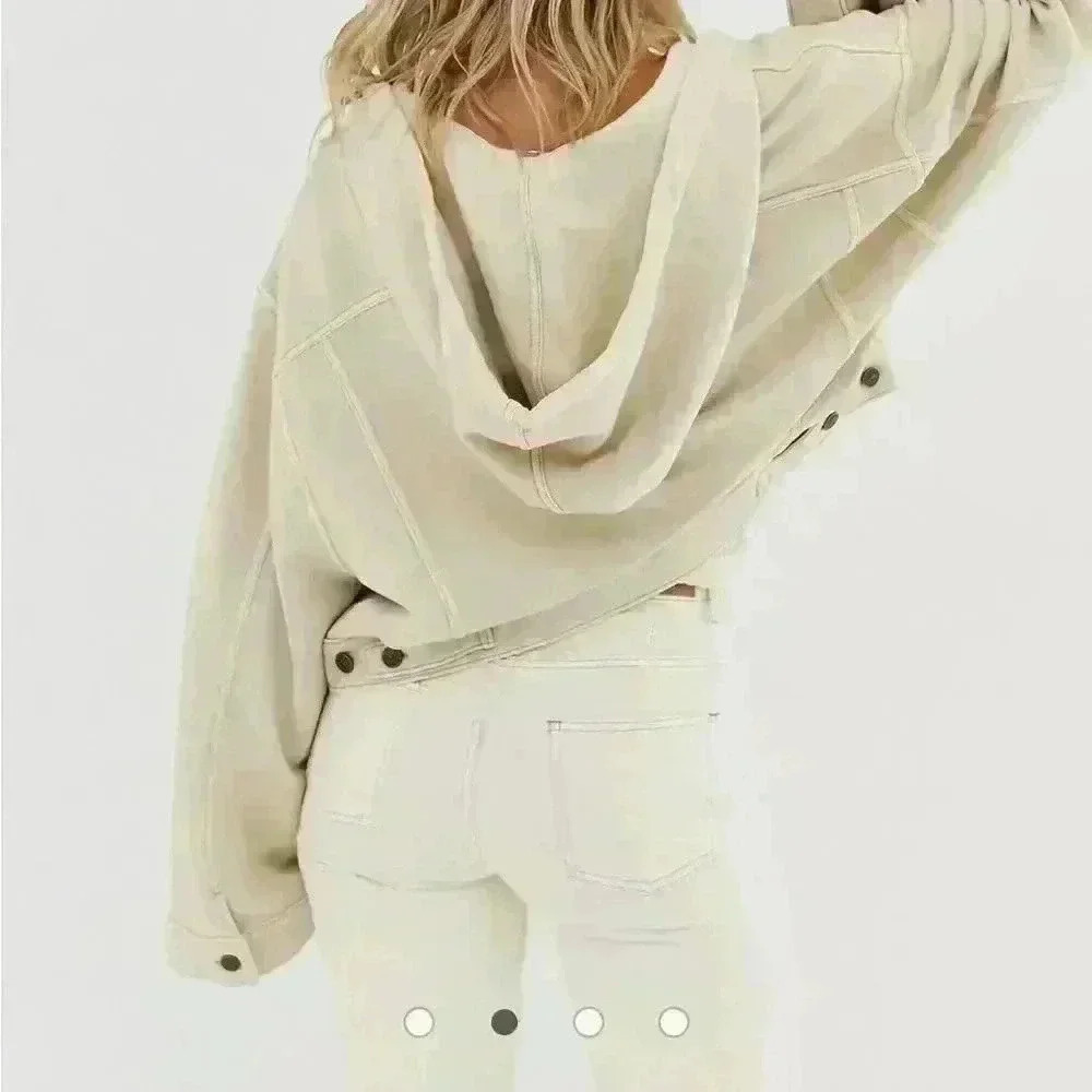 Free People CHAQUETA DREAMERS Cropped Hooded Jacket Size S/P - Picture 4 of 14